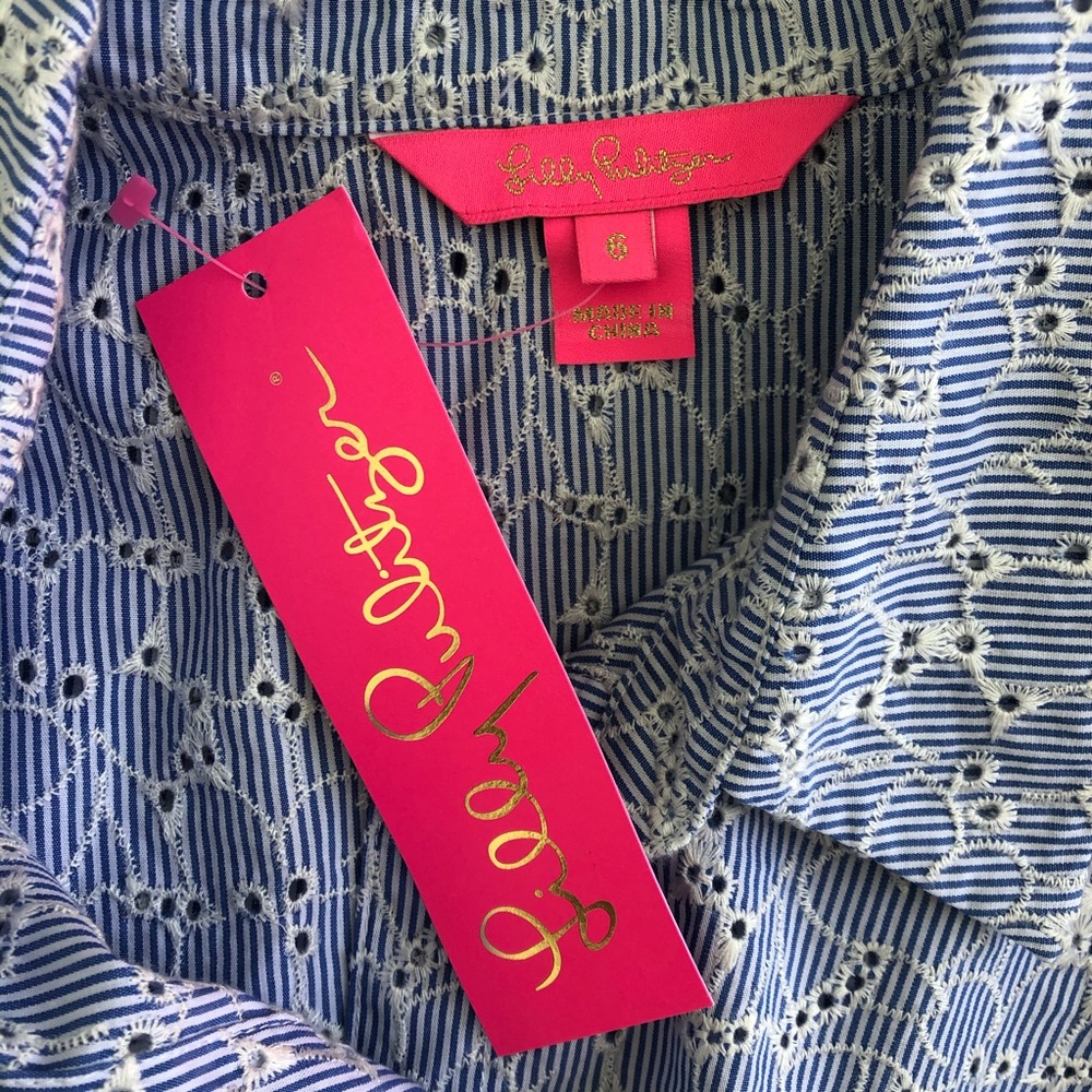 Lilly Pulitzer Lenox Button Down Blouse Top Summer - Picture 6 of 7
